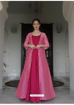 Rani Designer Anarkali Style Party Wear Maslin Kurti With Jacket