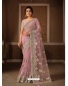 Dusty Pink Splendid Designer Party Wear Wear Sari