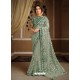 Grayish Green Splendid Designer Party Wear Wear Sari
