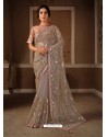 Light Brown Splendid Designer Party Wear Wear Sari