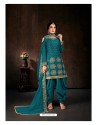 Blue Heavy Designer Party Wear Velvet Punjabi Patiala Suit