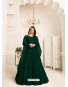 Dark Green Heavy Embroidered Designer Net Anarkali Suit