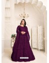 Purple Heavy Embroidered Designer Net Anarkali Suit