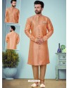 Light Orange Readymade Designer Indo Western Sherwani