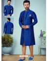 Royal Blue Readymade Designer Indo Western Sherwani