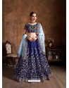 Dark Blue Stylish Designer Wedding Wear Lehenga