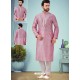 Dusty Pink Readymade Designer Party Wear Kurta Pajama For Men