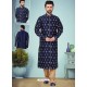 Navy Blue Readymade Designer Party Wear Kurta Pajama For Men