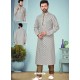 Light Grey Readymade Designer Party Wear Kurta Pajama For Men