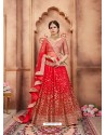 Red Scintillating Designer Wedding Wear Lehenga