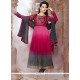 Especial Georgette Hot Pink And Red Resham Work Anarkali Salwar Suit