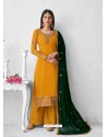 Yellow Heavy Designer Party Wear Georgette Palazzo Suit