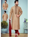 Beige Readymade Designer Party Wear Kurta Pajama For Men