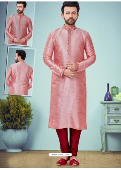 Pink Readymade Designer Party Wear Kurta Pajama For Men