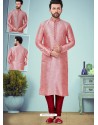 Pink Readymade Designer Party Wear Kurta Pajama For Men