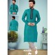 Turquoise Readymade Designer Party Wear Kurta Pajama For Men