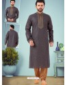 Dark Grey Readymade Designer Party Wear Kurta Pajama For Men