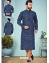 Dark Blue Readymade Designer Party Wear Kurta Pajama For Men