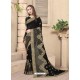 Black Party Wear Designer Embroidered Vichitra Blooming Silk Sari