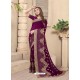 Deep Wine Party Wear Designer Embroidered Vichitra Blooming Silk Sari