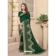 Dark Green Party Wear Designer Embroidered Vichitra Blooming Silk Sari