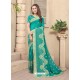 Turquoise Party Wear Designer Embroidered Vichitra Blooming Silk Sari