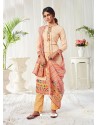 Cream Designer Party Wear Cotton Salwar Suit