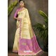 Stylish Cream Party Wear Designer Phantom Silk Sari