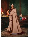 Light Beige Scintillating Party Wear Designer Silk Sari