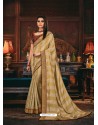 Beige Scintillating Party Wear Designer Silk Sari