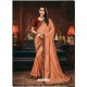 Light Orange Scintillating Party Wear Designer Silk Sari