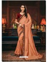 Light Orange Scintillating Party Wear Designer Silk Sari