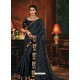 Dark Grey Scintillating Party Wear Designer Silk Sari