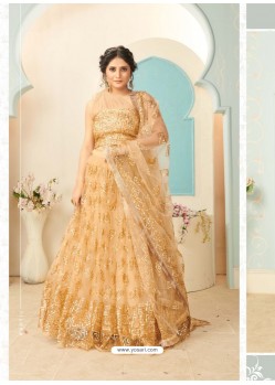 Cream Soft Net Designer Wedding Wear Lehenga Choli