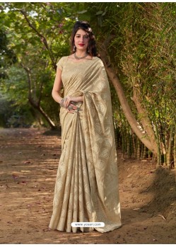 Gold Gorgeous Designer Party Wear Silk Sari