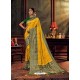 Yellow Gorgeous Heavy Designer Party Wear Dola Silk Sari