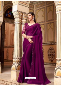 Purple Flawless Designer Party Wear Sari