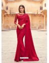Red Flawless Designer Party Wear Sari