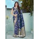 Dark Blue Latest Designer Classic Wear Silk Sari