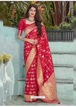 Red Latest Designer Classic Wear Silk Sari