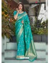 Turquoise Latest Designer Classic Wear Silk Sari