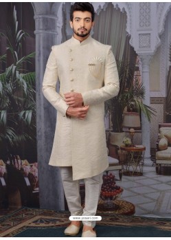 Off White Readymade Designer Indo Western Sherwani