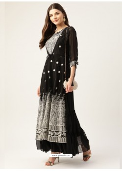 Black Designer Readymade Party Wear Kurti With Attached Shrug