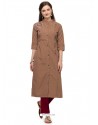 Camel Designer Readymade Party Wear Cotton Kurti With Palazzo