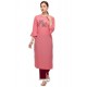 Pink Designer Readymade Party Wear Cotton Kurti With Palazzo