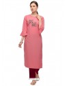 Pink Designer Readymade Party Wear Cotton Kurti With Palazzo