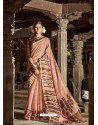 Light Orange Latest Casual Wear Designer Printed Soft Cotton Sari