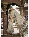 Light Grey Latest Casual Wear Designer Printed Soft Cotton Sari