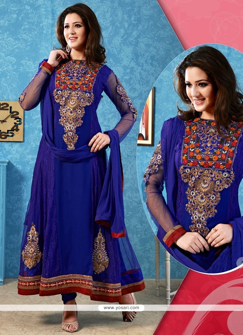 Royal Blue Embroidery Anarkali Salwar Suit