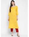 Yellow Designer Readymade Party Wear Cotton Kurti